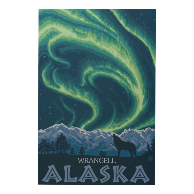 Northern Lights - Wrangell, Alaska Wood Wall Art (Front)