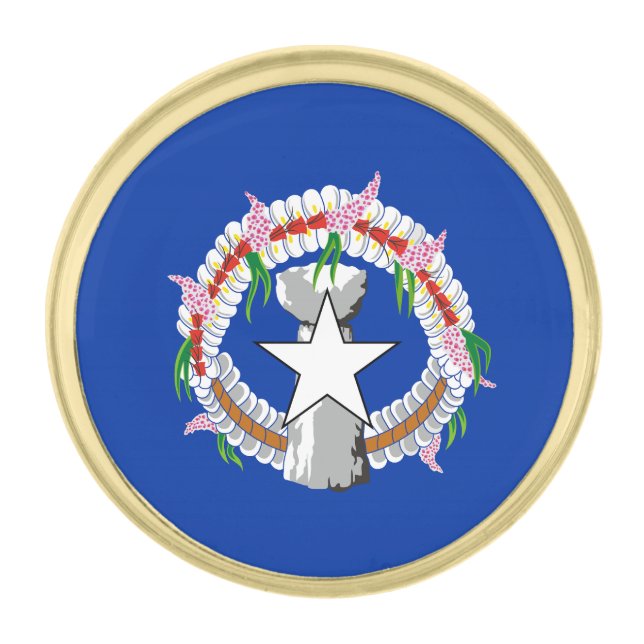 Northern Mariana Islands Flag Gold Finish Lapel Pin (Front)