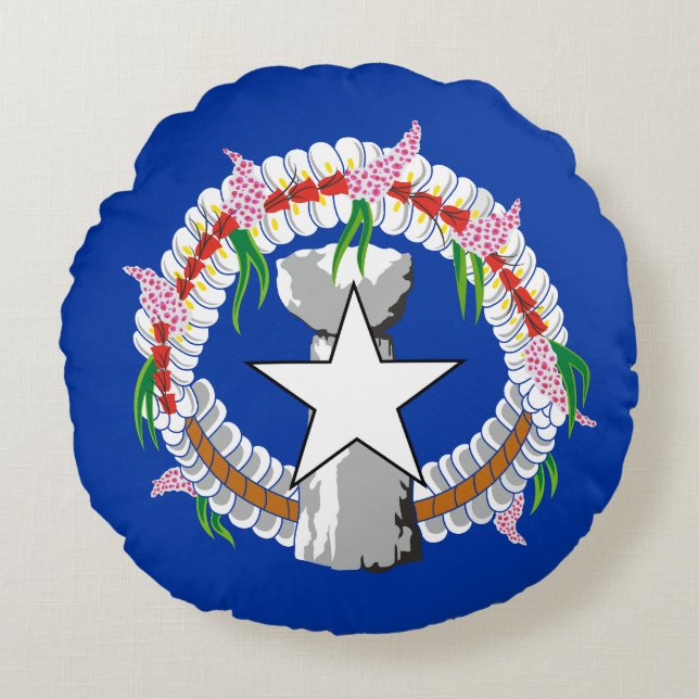 Northern Mariana Islands Flag Round Pillow (Front)