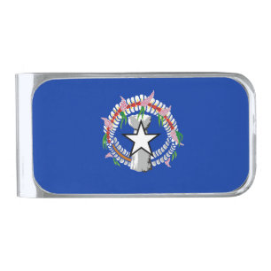 Northern Mariana Islands flag Silver Finish Money Clip
