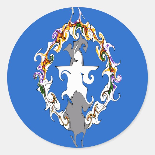 Northern Marianas Gnarly Flag Classic Round Sticker (Front)