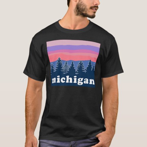 Northern Michigan Pine Tree Sunset Sticker T_Shirt