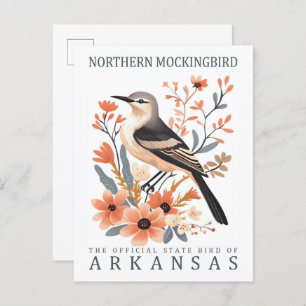 Northern Mockingbird Bird of Arkansas USA Travel Postcard