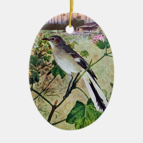 Northern Mockingbird Ceramic Ornament