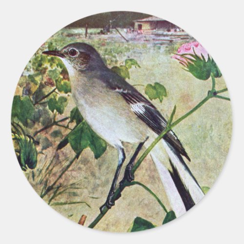 Northern Mockingbird Classic Round Sticker