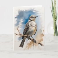 Northern Mockingbird Resting on Tree Limb Blank