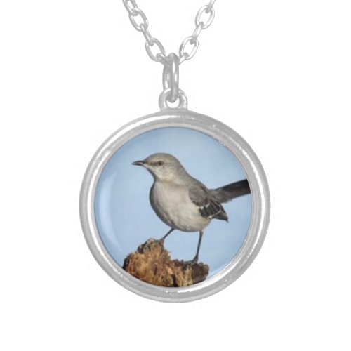 Northern Mockingbird Silver Plated Necklace