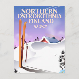 Northern Ostrobothnia Finland ski poster Postcard