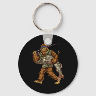 Northern Pike Fishing Bigfoot Hunting Fishermen 1 Keychain