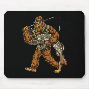 Northern Pike Fishing Bigfoot Hunting Fishermen 1 Mouse Pad