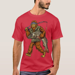 Northern Pike Fishing Bigfoot Hunting Fishermen T-Shirt