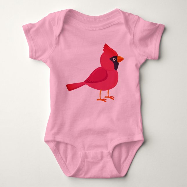 Northern Pink  Cardinal Baby Bodysuit (Front)
