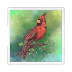 Northern Red Cardinal Bird Acrylic Tray