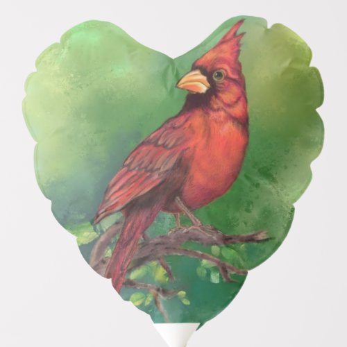 Northern Red Cardinal Bird Balloon Gift _ Painting