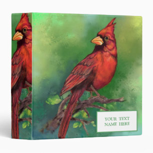 Northern Red Cardinal Bird Binder Custom Text