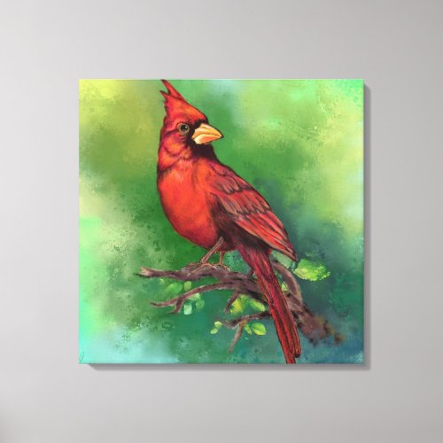 Northern Red Cardinal Bird Canvas Print _ Painting