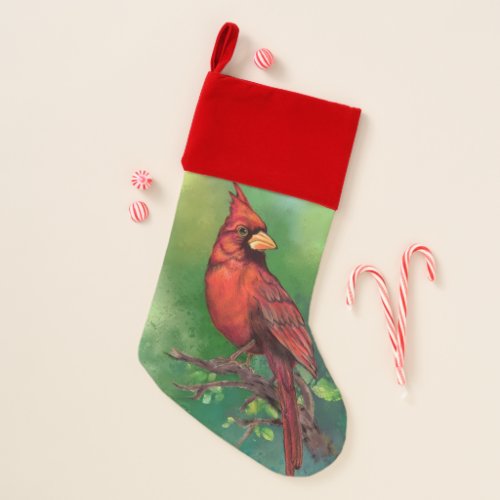 Northern Red Cardinal Bird Christmas Stocking