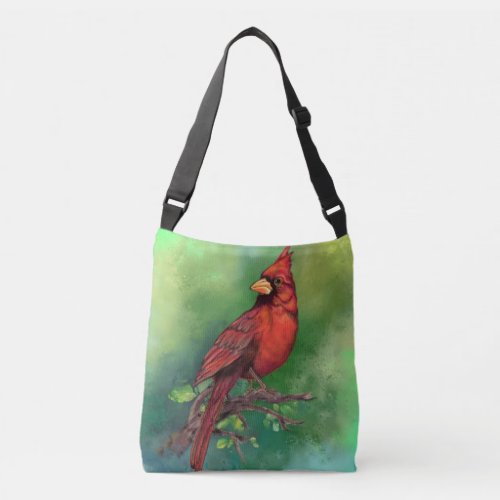 Northern Red Cardinal Bird Crossbody Bag Painting