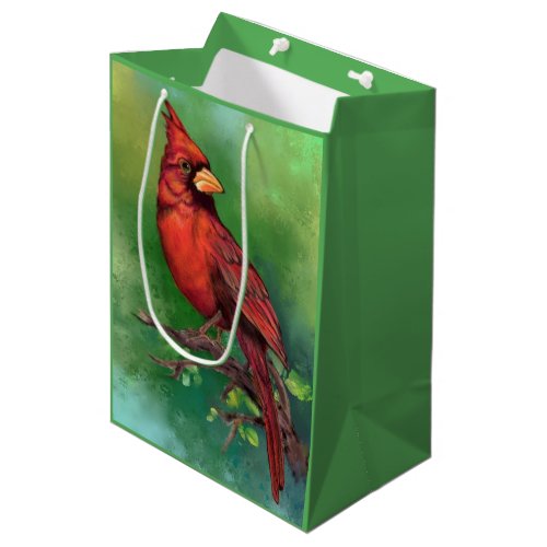 Northern Red Cardinal Bird Gift Bag Painting
