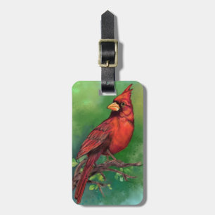 Northern Red Cardinal Bird Luggage Tag