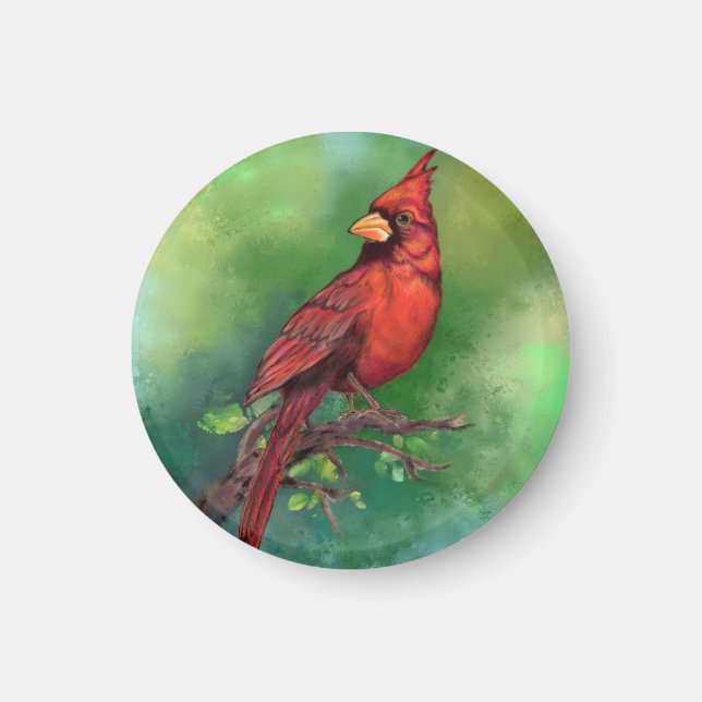 Northern Red Cardinal Bird Magnet (Front)