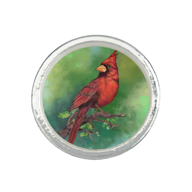 Northern Red Cardinal Bird Ring (Front)