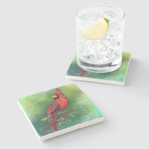 Northern Red Cardinal Bird Stone Coaster