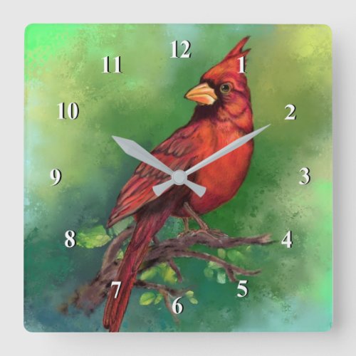 Northern Red Cardinal Bird Wall Clock