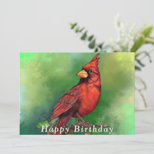 Northern Red Cardinal Birthday Card