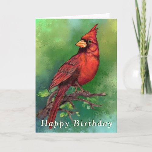 Northern Red Cardinal Birthday Card