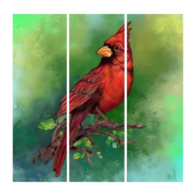 Northern Red Cardinal Triptych (Front)
