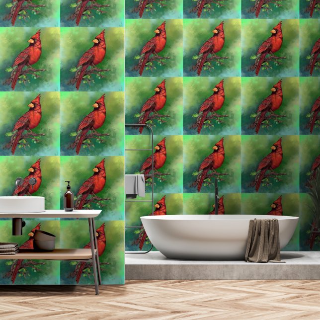 Northern Red Cardinal Wallpaper (Bathroom)