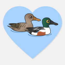 Northern Shoveler Pair Heart Sticker