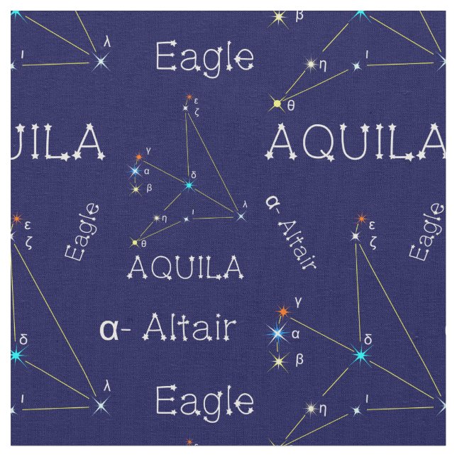 Northern Sky Constellation Aquila Fabric (Close Up)