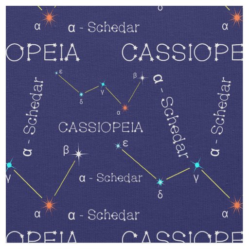 Northern Sky Constellation Cassioipeia Fabric