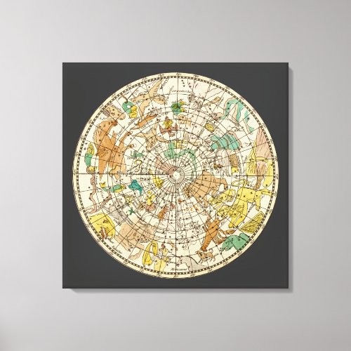 Northern Sky Star Chart and Constellations Map Canvas Print