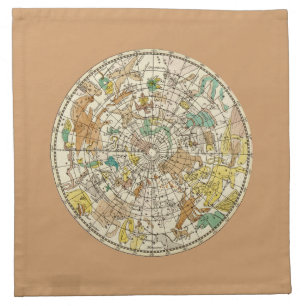 Northern Sky Star Chart and Constellations Map Cloth Napkin