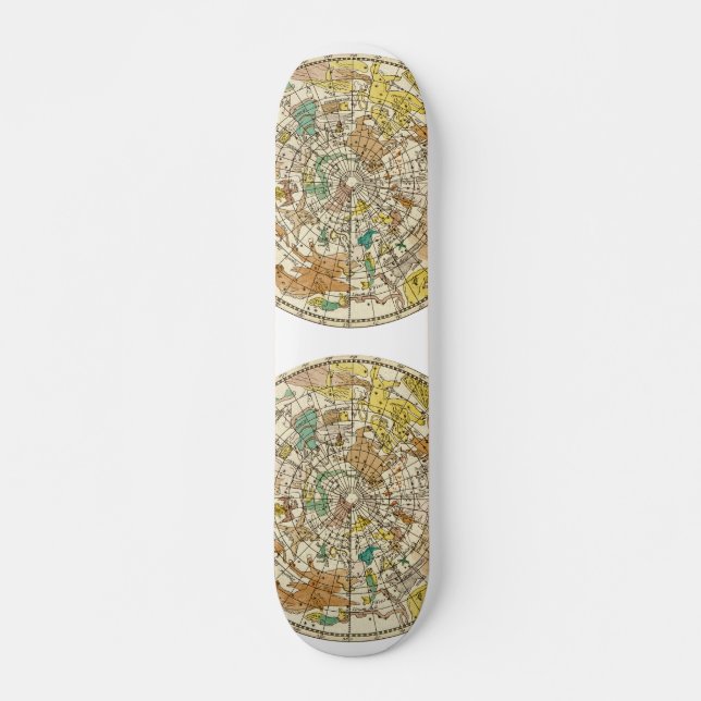Northern Sky Star Chart and Constellations Map Skateboard Deck (Front)