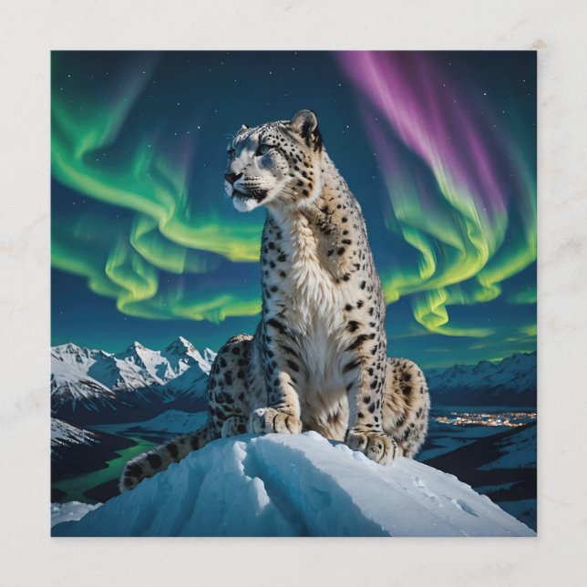 “Northern Sky Wanderer” – Snow Leopard Portrait Invitation (Front)