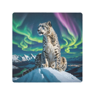 “Northern Sky Wanderer” – Snow Leopard Portrait Metal Print