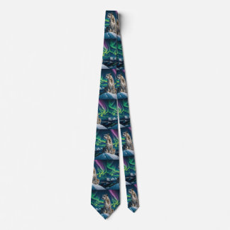 “Northern Sky Wanderer” – Snow Leopard Portrait Neck Tie