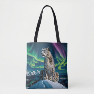 “Northern Sky Wanderer” – Snow Leopard Portrait Tote Bag