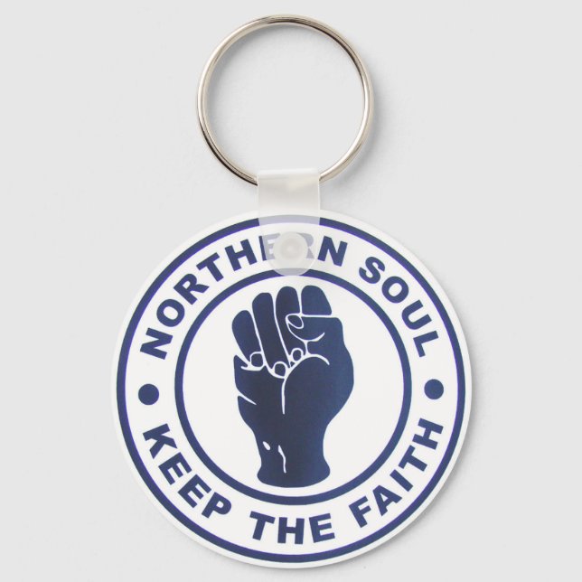 Northern Soul Keep The Faith Slogans & Fist Symbol Keychain (Front)