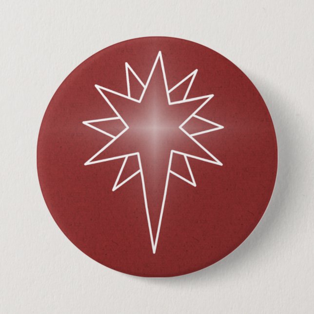 Northern Star Christmas Button, Red Pinback Button (Front)