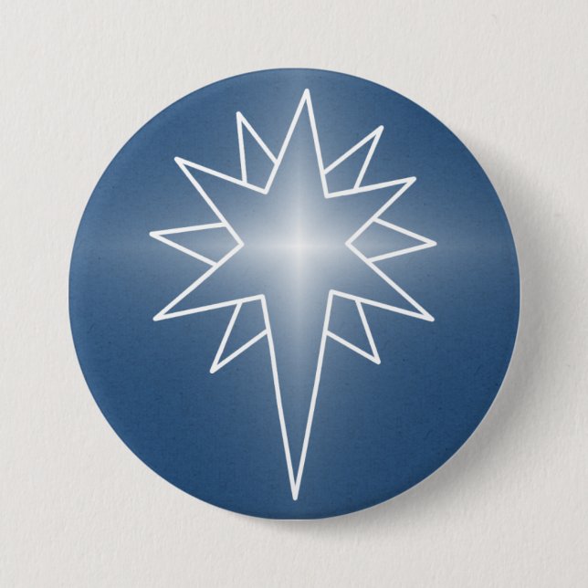 Northern Star Christmas Button, Royal Blue Pinback Button (Front)