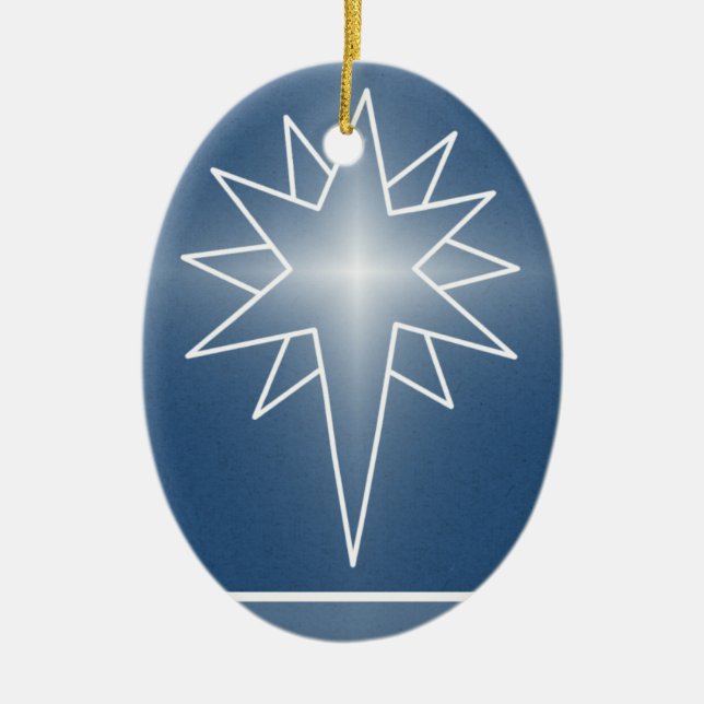 Northern Star Oval Christmas Ornament, Blue Ceramic Ornament (Front)