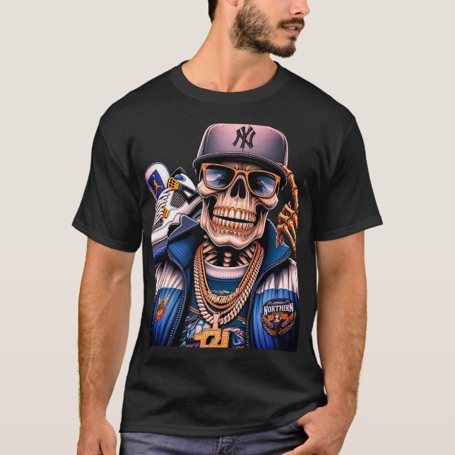 Northern Street King - Urban Skeleton Hip-Hop Grap T-Shirt (Front)