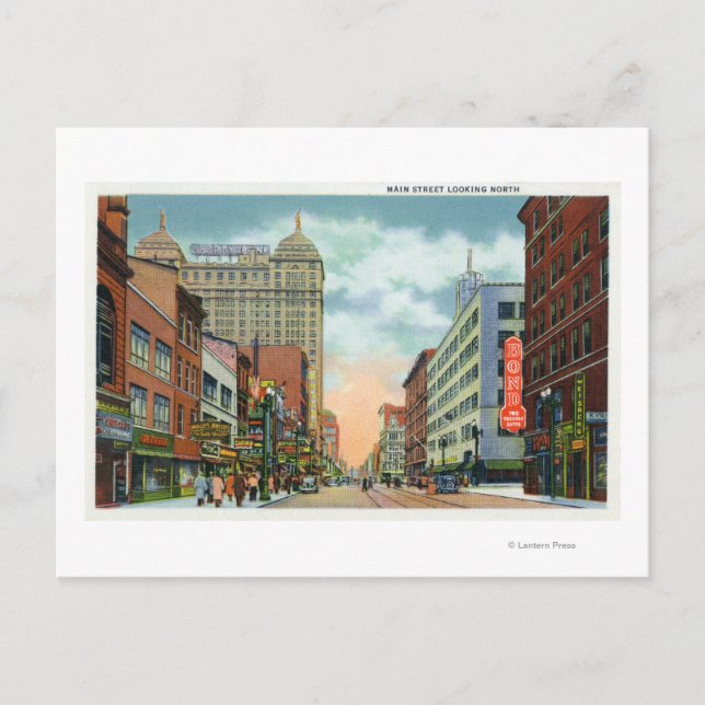 Northern View of Main Street Postcard (Front)