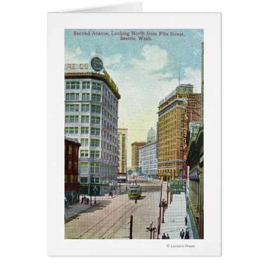 Northern View of Second Ave from Pike Street Cards (Front)