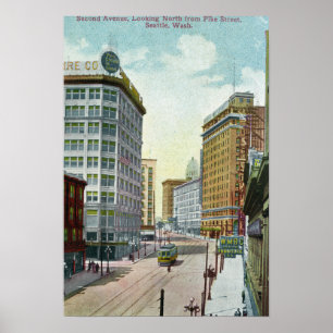 Northern View of Second Ave from Pike Street Poster
